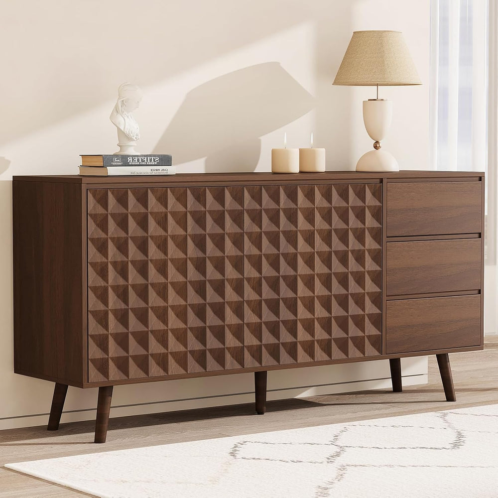 60" Buffet Cabinet with Storage, Sideboard Buffet Cabinet with 3 Drawers...