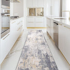 Washable Area Rugs 2'x10' Non-Slip Modern Abstract Soft for Living Room Entryway Bedroom Nursery, Print Pattern, Purple Grey Cream Yellow