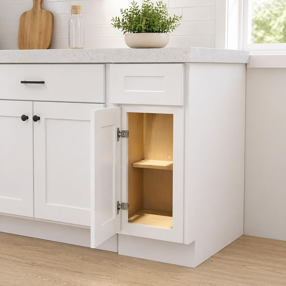 18 Inch White Shaker Kitchen Base Cabinet, RTA Plywood Box Storage with 1 Dra...