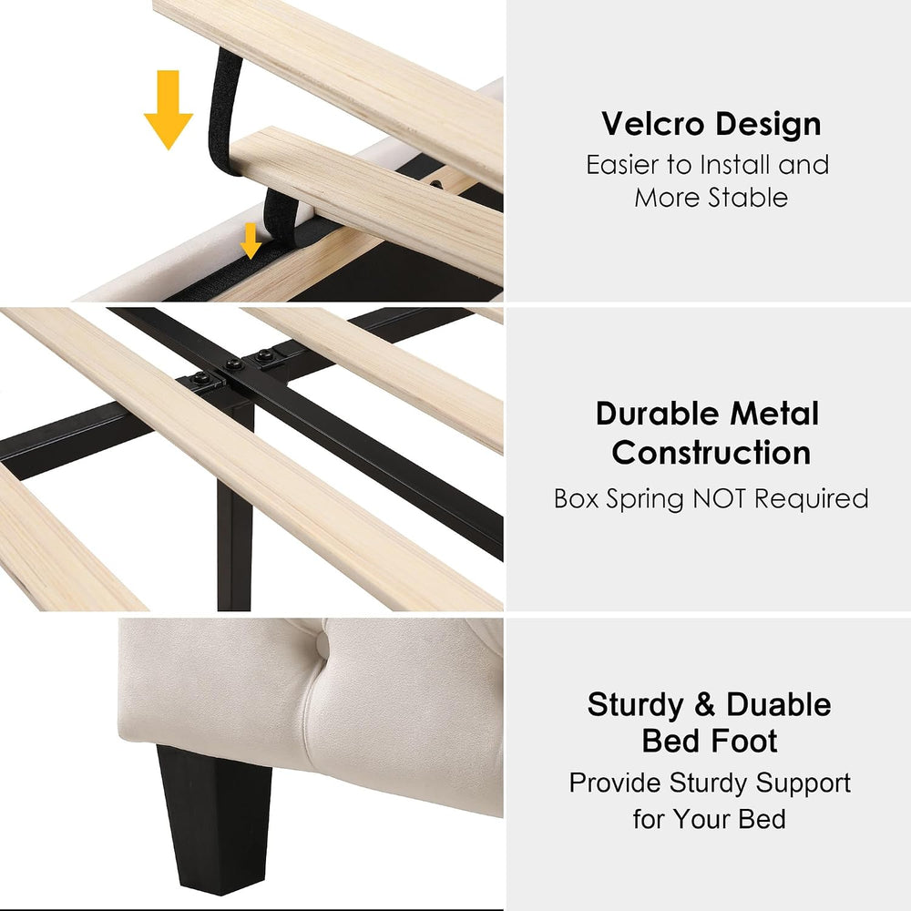 Keyluv Full Size 54.3" Tall Bed Frame with Wingback Headboard & Foot...