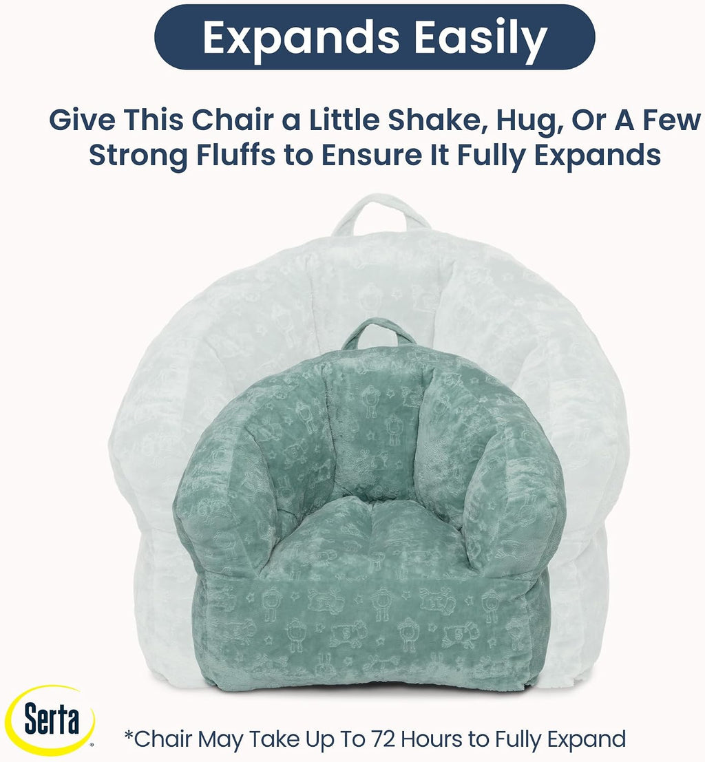 Delta Children - Serta Kids Plush Barrel Toddler Chair, Soft Foam Chair Bean Bag Chair Alternative for Boys and Girls, Cozy Seat for Reading, Watching Cartoons, Playroom Nursery Bedroom, Sage