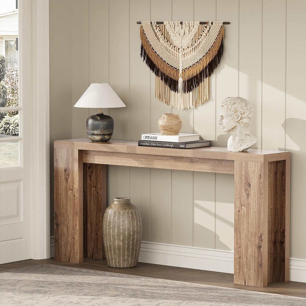 karlott 70.9" Extra Long Console Table, Farmhouse Entryway Table, Brown ...