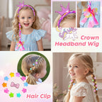 PinkSheep Unicorn Kids Jewelry for Girls: Toddler Princess Dress Up Unicorn Toy Set, Ring Necklace Bracelace Earing Clip for Little Girls, for Kids Toddler Jewelry Age 3-8