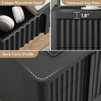 Fluted Dresser for Bedroom, 48" Tall 6 Drawer Dresser, Modern Chest of Drawers with Solid Wood Handle, Curved Profile Design, Wood Dressers Storage Organizer, Living Room, Hallway, Black