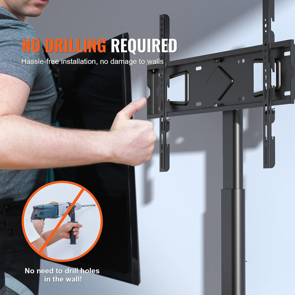 VEVOR TV Stand Mount, Adjustable Swivel Floor Stand for 32-65 Inch TVs, Porta...