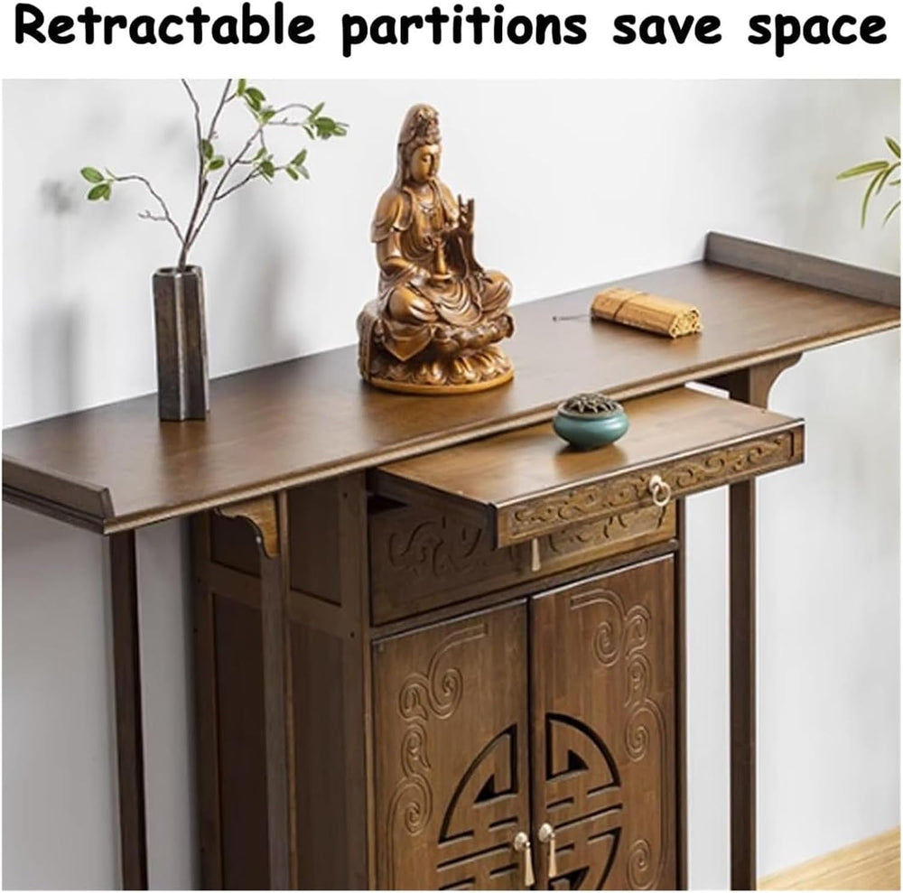 Bamboo Buddha Altar Table - Personal Shrine Cabinet for Meditation, Relaxatio...