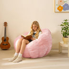 Pumpkin Bean Bag Sofa Chair, Bean Bag Chair with Filler for Teens, Kids, Toddler, Comfy and Lazy Sofa for Dorm, Apartment, Living Room and Bedroom, Pink