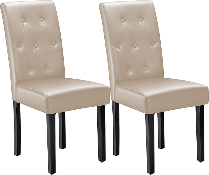 Furmax Ergonomic Dining Chairs Set of 2, PU Leather Dinning Room Chairs, Butt...