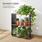 3-Tier Narrow End Table, Industrial Slim Side Table for Small Spaces, Sofa Couch Table Accent Nightstand with Storage Shelves for Living Room, Bedroom, Rustic Brown