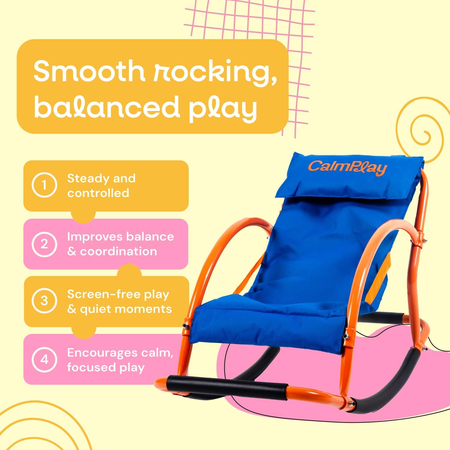 Kids Rocking Chair – Sensory Rocker for Kids Ages 3-8 – Calming Chair for Autism & Sensory Seating – Indoor Rocker for Focus, Relaxation & Quiet Time