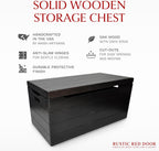 Amish Made Wooden Storage Chest Trunk Box with Lid and Handles for Bedroolanket, Clothes, Anti-Slam Hinges, Handmade, Rustic, Oak Wood, Onyx Stain, 36"
