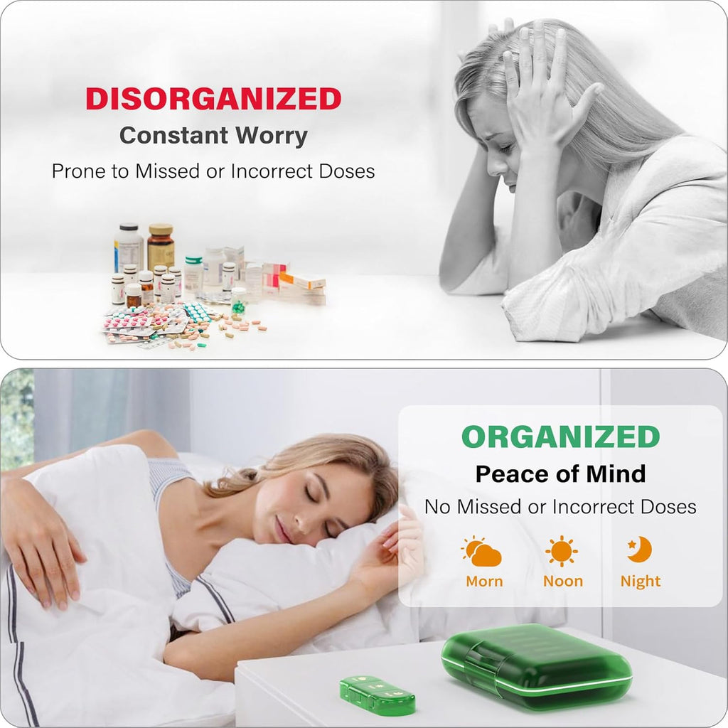 Weekly Pill Organizer 3X a Day, 7 Day Pill Box 3 Times, Portable for Travel Pill Case for Pills/Vitamin/Fish Oil/Medication/Supplements (3x7 Green)