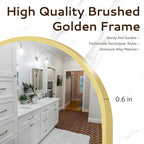 Round Mirror 24 Inch Gold Round Bathroom Mirror Wall Mirror Brushed Metal Frame Anti-Rust Tempered Glass for Bathroom Bedroom Entryway Living Room