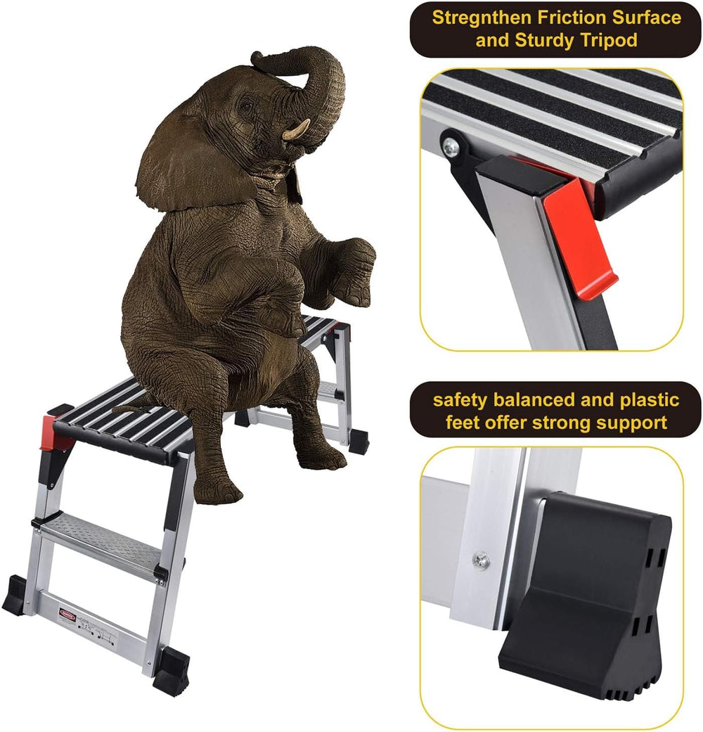 Aluminum Work Platform Large Size Step Stool Folding Portable Work Bench with...