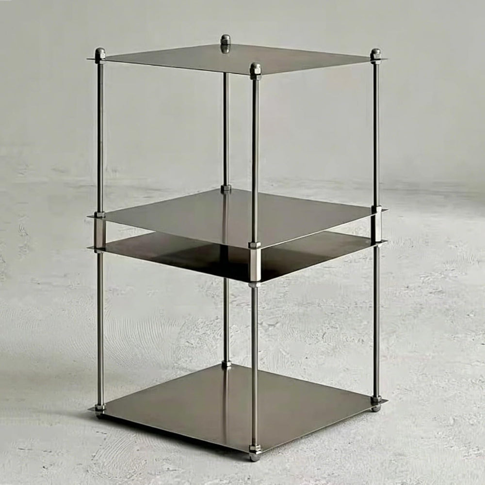 2 Tier Stainless Steel Side Table,Modular Stainless Steel Shelving Unit, Meta...