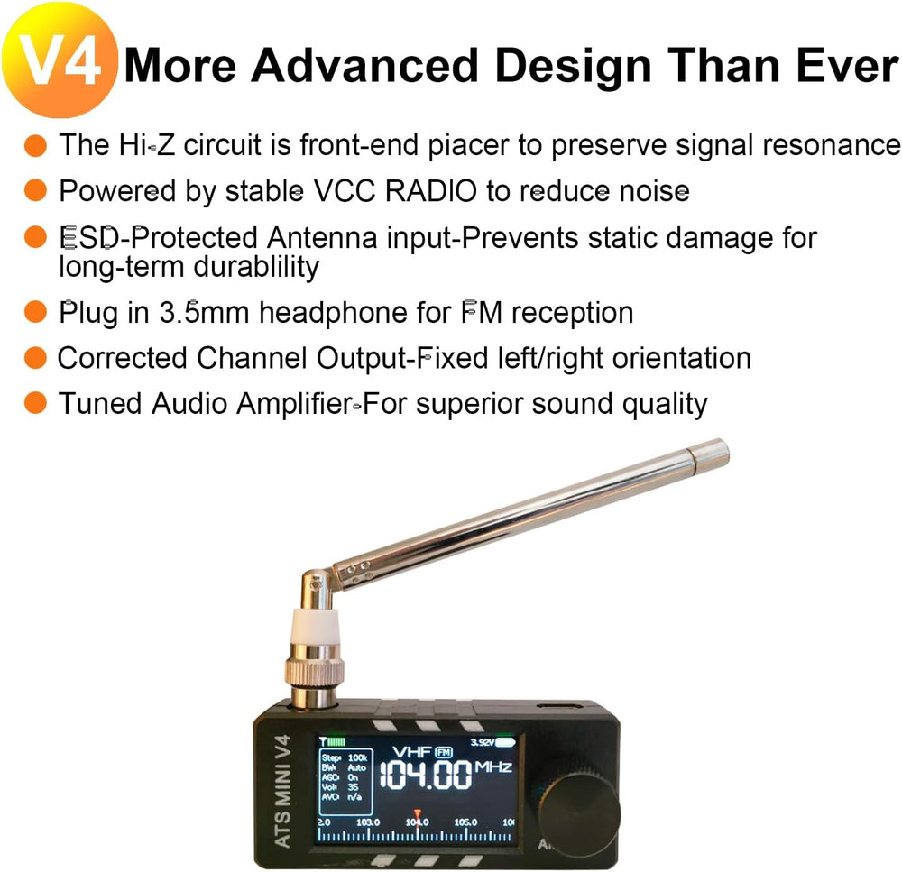Upgraded ATS MINI V4 Radio, SI4732 Pocket Shortwave Radio, abs v4 ATS mini