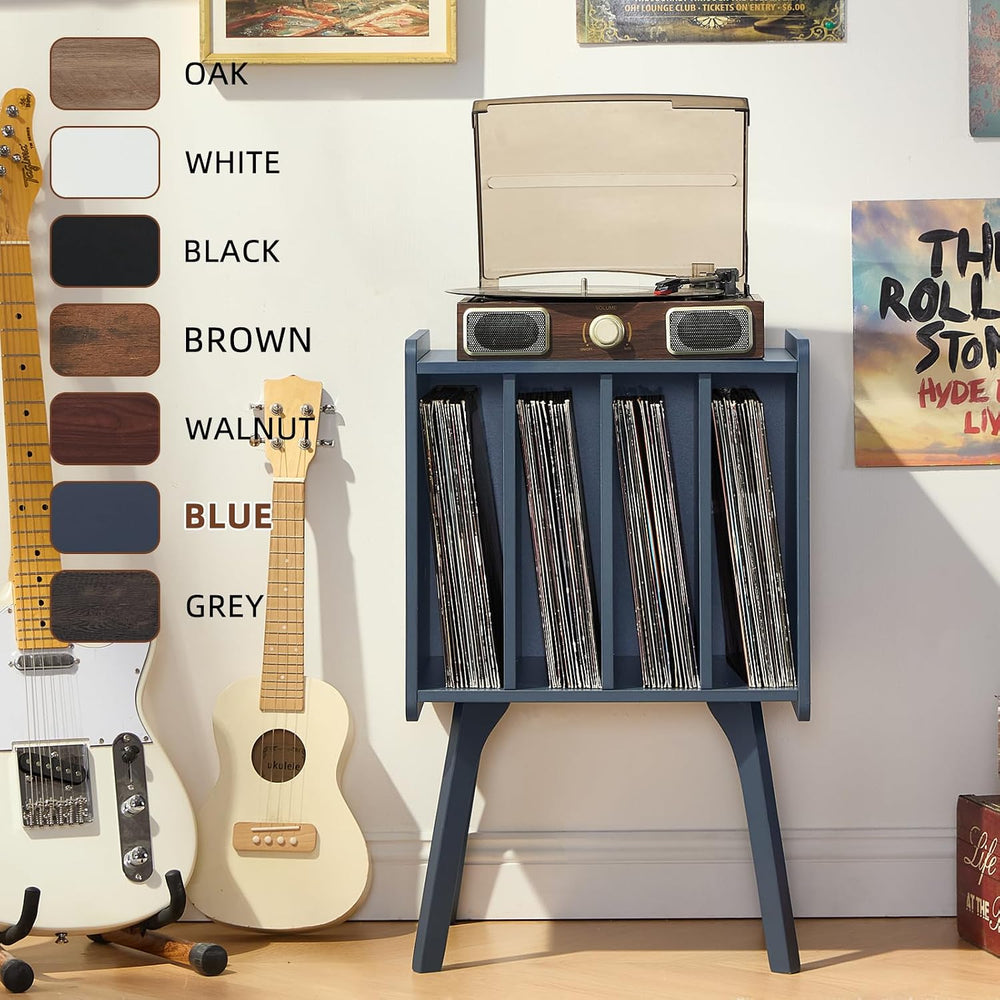 LELELINKY Record Player Stand, Blue Vinyl Record Storage Table for Albums | M...