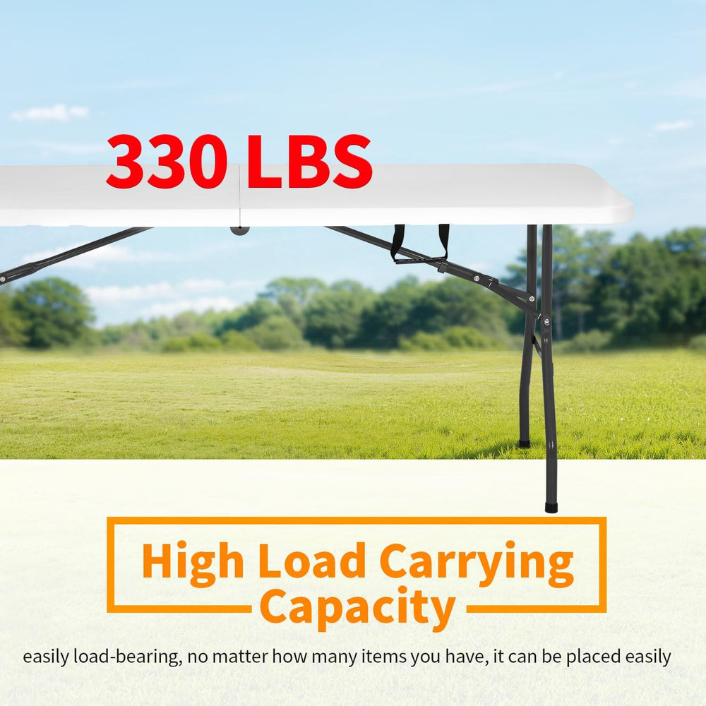 PayLessHere Folding Tables 6ft Plastic Half Portable Foldable Table for Parti...