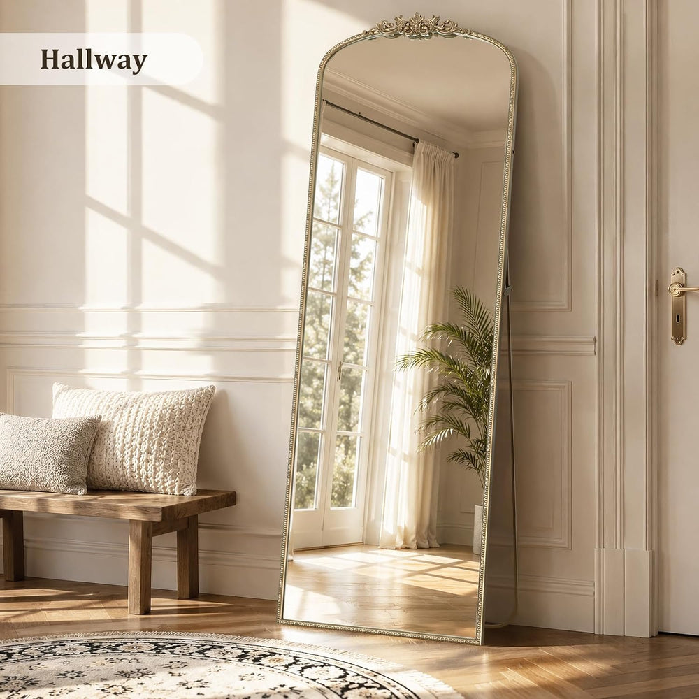 HOMECOOKIN Gold Vintage Arched Full Length Mirror, 65"X22" Antique ...