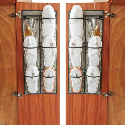 2 Packs Over The Door Hanging Closet Shoes Holder Organizer Shoe Storage Shoe Rack with 6 Pockets (Clear PVC Pockets)