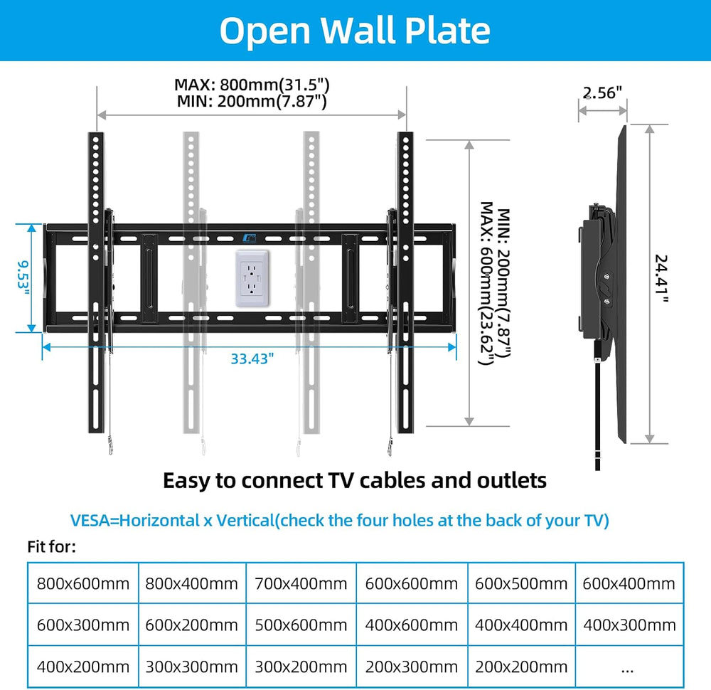 HOME VISION Heavy Duty Tilt TV Wall Mount for 48-120 Inch Flat Screen | Max V...