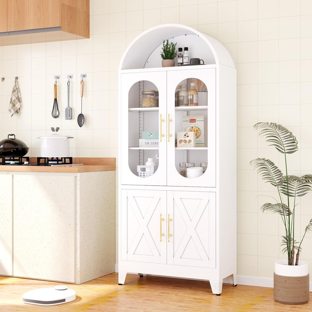 erosoei 73" H Metal Tall Arched Kitchen Pantry Cabinet, Modern Farmhouse...