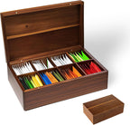Acacia Wooden Tea Bag Organizer with Magnetic Lid, 8 Compartments Wooden Tea Box Organizer,Tea Bags Storage Organizer for Tea Bags & Beverage Supplies.