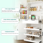 71.6'' Kitchen Pantry Cabinet, Fluted Storage Cabinet with 4 Doors + 6 Door Storage Shelves + 3 Sliding Shelves + 1 Drawer, Freestanding Wood Cupboard for Dining Room, Living Room, Bathroom