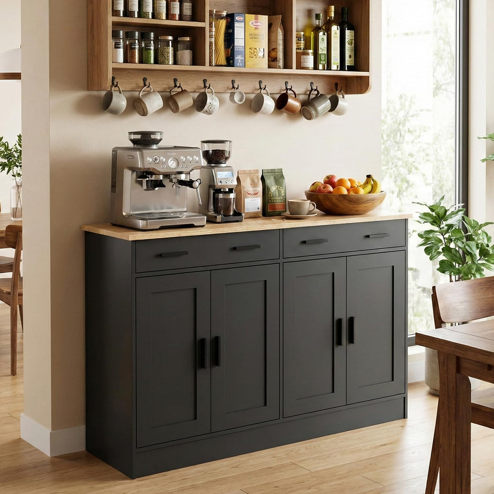 Anystyle 53" Black Buffet Cabinet with Storage, Kitchen Sideboard Buffet...