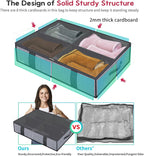 Onlyeasy Under Bed Shoe Storage Organizers for Kids and Adults Fit 14 Pairs of Shoes & 4 Pairs of Boots, Sturdy Underbed Organizer with 2 Strong Zippers and 4 Handles, Linen-like Grey, MXDUBS14S4
