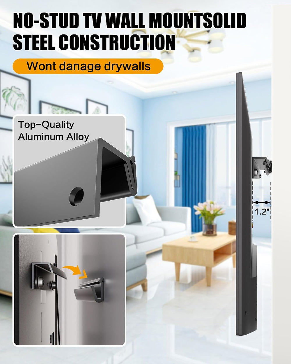 HYPIGO Studless TV Wall Mount for Most 32–75 Inch TVs, Holds up to 150 lbs | ...