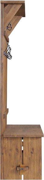 Alaterre Bethel Rustic Solid Wood Entryway Hall Tree with Bench, Natural | 70” Modern Farmhouse Entryway Organizer with Shoe Storage Bench and Coat Hooks, Natural Aged Brown, for Jackets, Shoes & Bags