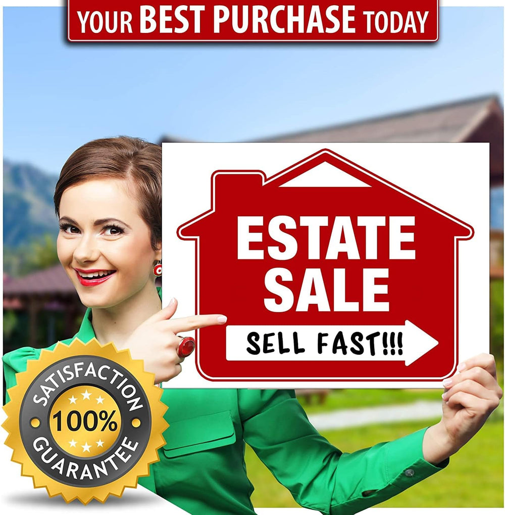 Estate Sale Signs (10 Pack) – Premium LARGE 24” x 18” Double-Sided with Heavy...