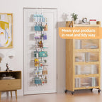 8-Tier Over Door Pantry Organizer with Mesh Baskets, Foldable Metal Hanging Spice Rack with 8 Baskets for Kitchen Organizers and Storage, for Home & Kitchen Laundry Room Bathroom Essentials, White