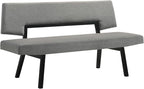 Armen Living Channell Mid Century Modern 5 Piece Black Wood Dining Table Set with Benches in Charcoal Fabric