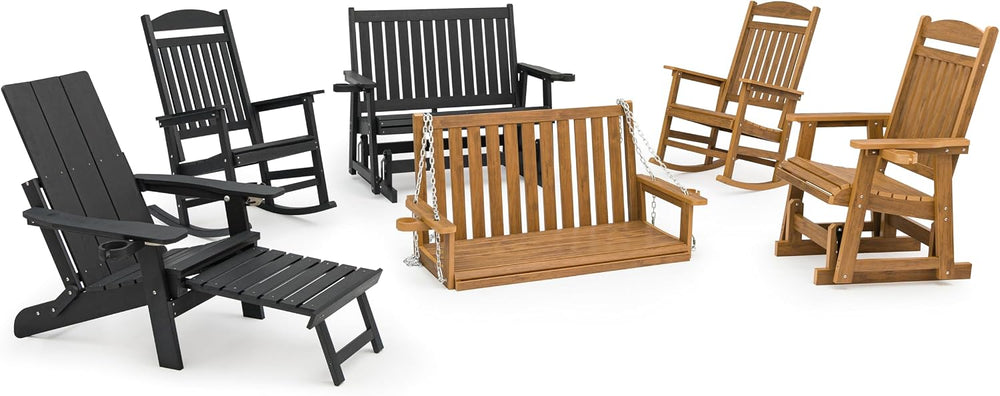 Poly Lumber Patio Glider for One Person, with Cup Holders, High Backrest and ...