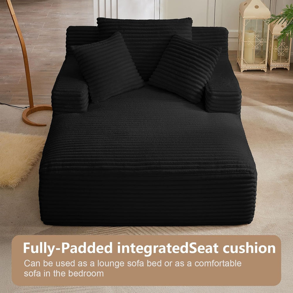 49.2" Oversized Chaise Lounge Chair Indoor,Corduroy Reading Chair with 3...