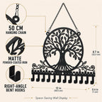 Personalized Tree of Life Wall Mounted Jewelry Organizer Metal Earring Holder Necklace Display Rack Decorative Jewelry Storage Hanger Space Saving Wall Decor for Bedroom Vanity Room Gift for Women