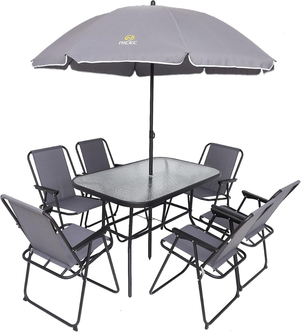 Nice C 8 Piece Patio Dining Set, Outdoor Furniture Set (Grey)