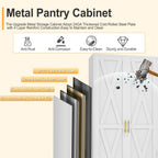 75.2" Tall Metal Kitchen Pantry Storage Cabinet, Freestanding Cupboard with 2 Doors and 5 Adjustable Shelves, Standing Storage for Kitchen, Bathroom, Garage, Dinning Room or Utility Room