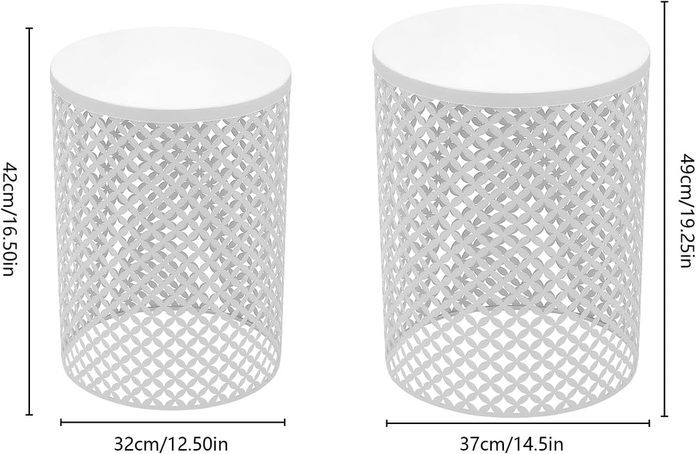 Side Table, Set of 2 Accent Table Decorative Garden Stools for Indoor Outdoor...