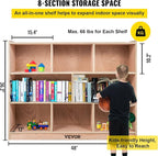 VEVOR Cubby Mobile Tray Storage Cabinet, 8-Compartment Cubby Storage Shelf, Cubby Storage Cabinet 3-Shelf, Classroom Cubbies, Classroom Furniture for Home, Daycare and Preschool, Natural