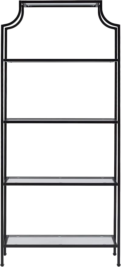 Crosley Furniture Aimee Bookshelf with Glass Shelves, Bookcase Storage, Oil-Rubbed Bronze