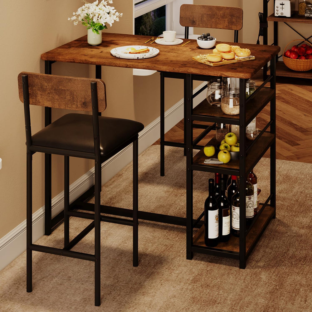 IDEALHOUSE Dining Table Set for 2, Counter Height Kitchen Table and Chairs, B...