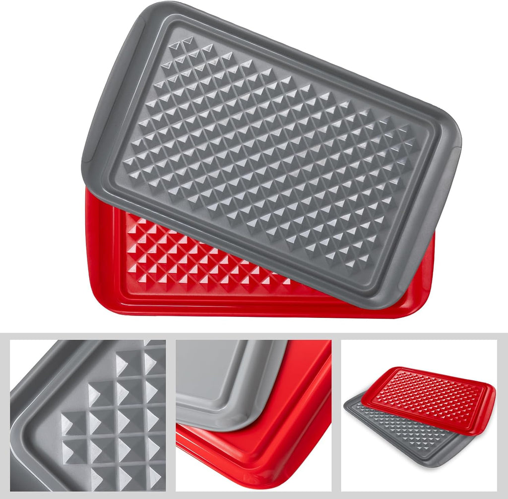 Grilling Prep and Serve Trays, BBQ Tray for Raw and Cooked Food, Melamine Serving Platter/Tray for Food, Set of 2, Great Gift for Father's Day and BBQ Lovers,Perfect for Everyday Use