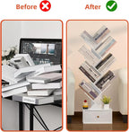 8 Tier Tree Bookshelf with Drawer, Free Standing Wood Bookcase for Narrow Space, Storage Organizer Bookshelves for Books, Book Case for Home Office, Living Room, Bedroom - Sweet White