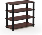 Furinno Turn-S-Tube 4-Tier Shoe Rack, Dark Cherry/Black