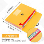 6 Pack Accordion File Organizer Expanding File Folder with 13-Pockets, A4 Letter Size Paper Document Receipt Holder for School Office Supplies