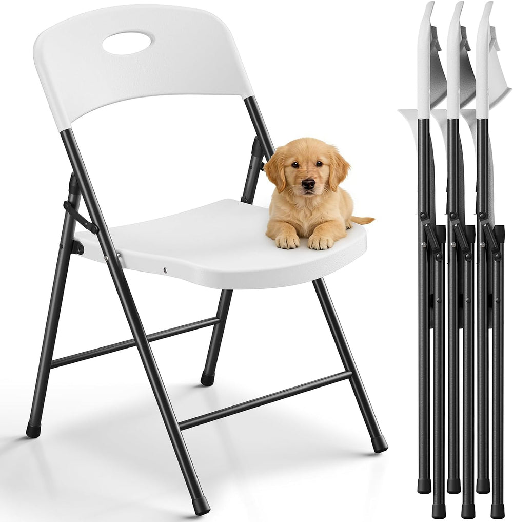 Folding Chairs 4 Pack, Outdoor White Folding Chairs for Outside Indoor, Porta...