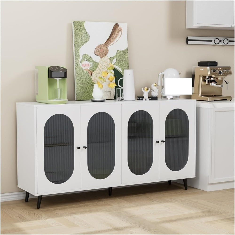 Modern Accent Sideboard Cabinet with Acrylic Doors, Freestanding Storage Cupb...